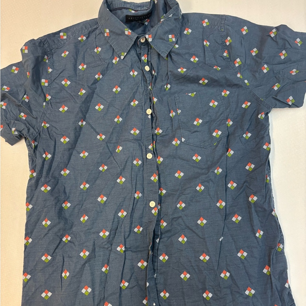 Men's Blue Patterned Shirt